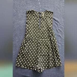 Free People Black Romper with White Geometric Print